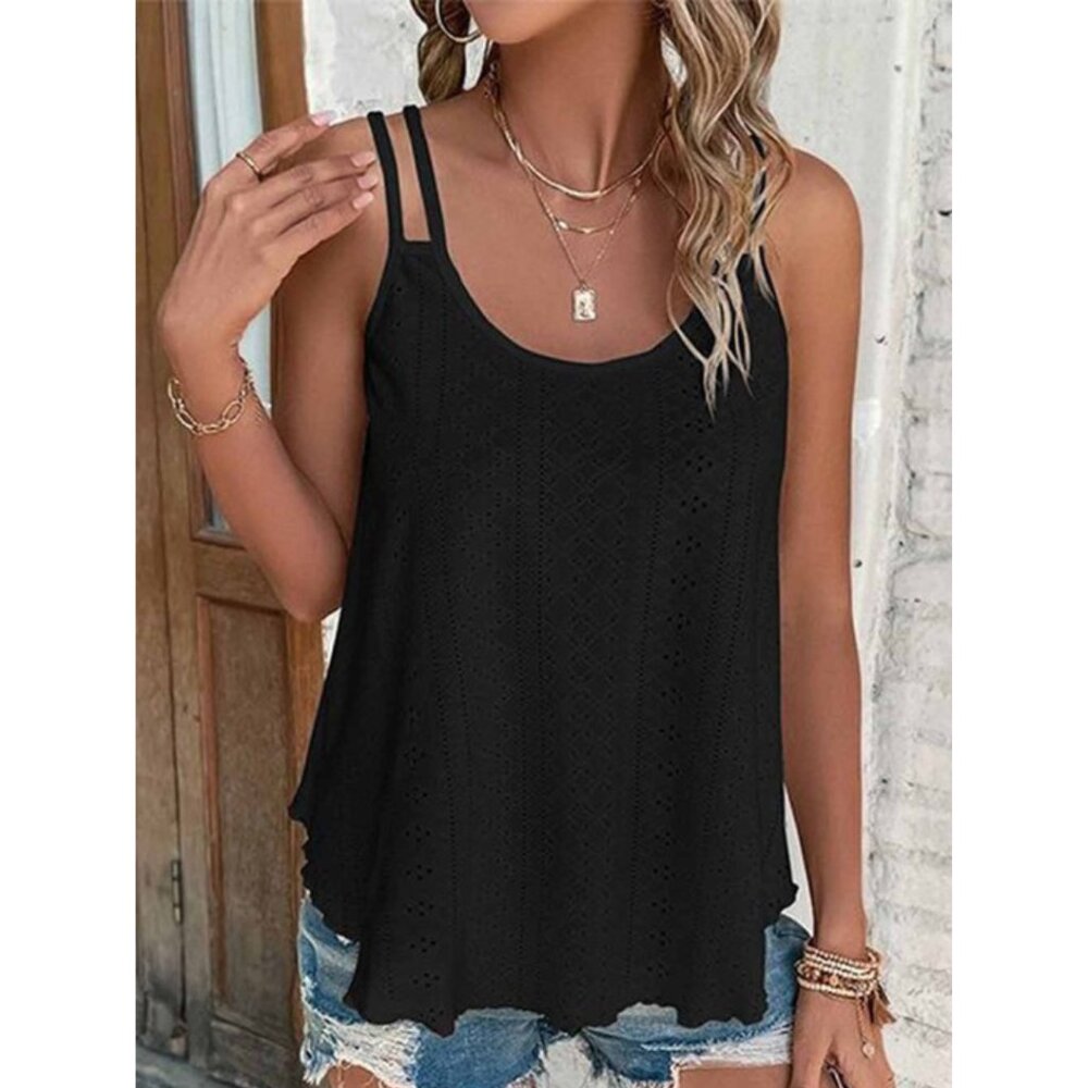 Black Eyelet Lace Tank Top